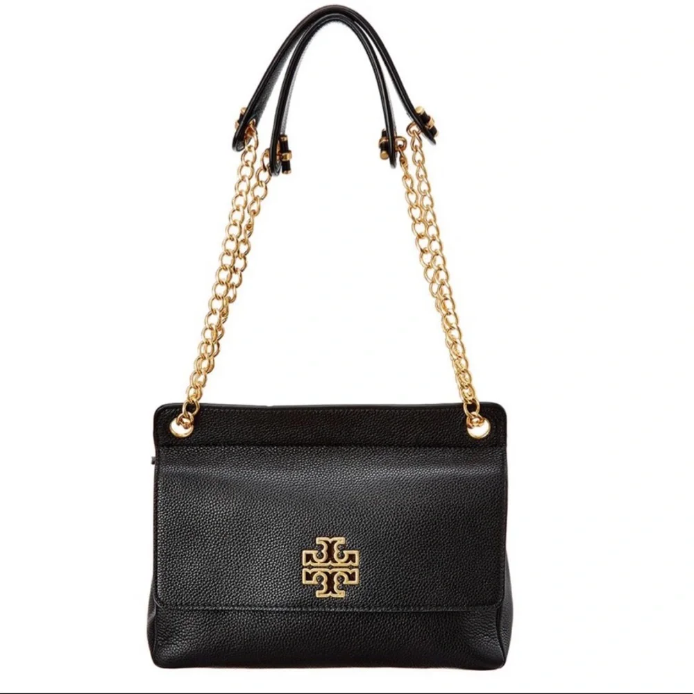 Tory burch black chain strap flap bag